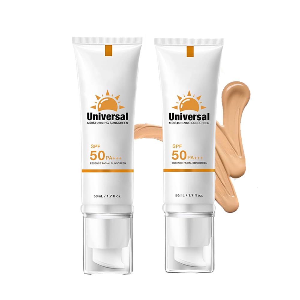 Tinted Sunscreen For Face SPF 50, 2 PCS Universal Protector Solar 50 Moisturizer, Hydrating Sun Essence Face Sunscreen, UV Defense, Travel Size, 50ml-GlimoraGlow