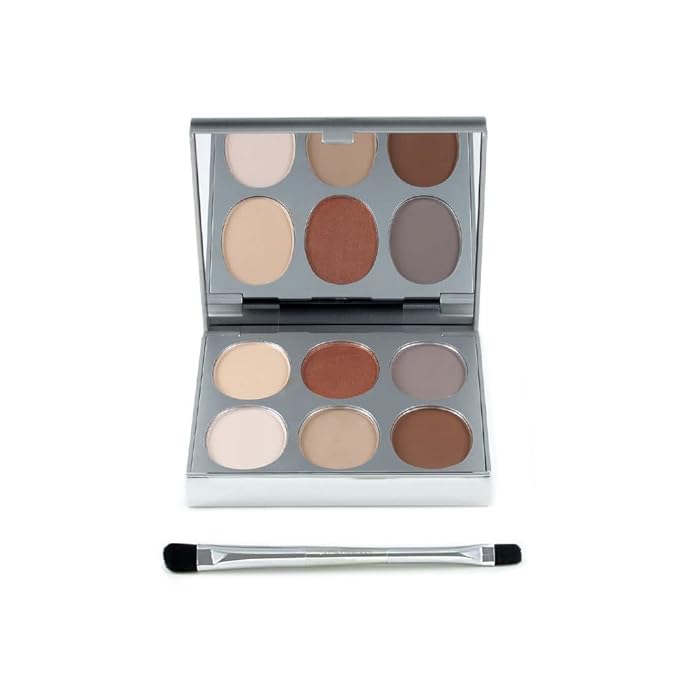 Jerome Alexander New Again Eyeshadow Palette & Brush, 6 Buildable & Blendable Micronized Powder Shades (Basic Choice)-GlimoraGlow
