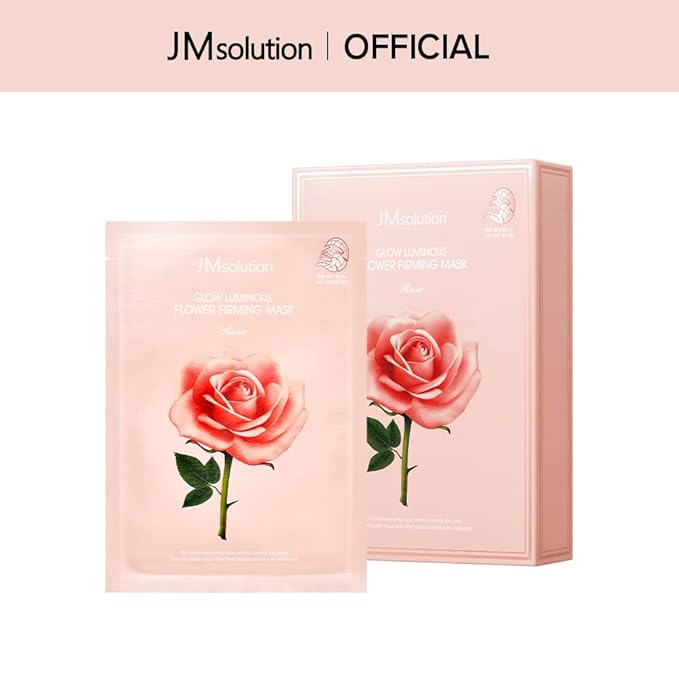 JMsolution Glow Luminous Flower Firming Mask | Rosewater & 4 Flower Extracts for Hydration, Firming & Radiance | 10 Sheets | Korean Skincare Sheet Mask for All Skin Types-GlimoraGlow