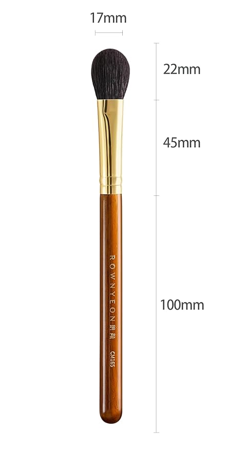 Desert Oak Series Highlighter & Setting Brush - Grade-A Fine LambsGoat Hair for Airbrushed Finish, Multi-Use for Cheeks/Nose/Under-Eyes, Ebana Handle & Brass Ferrule (CM 165)-GlimoraGlow