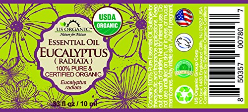 US Organic 100% Pure Eucalyptus Essential Oil (Radiata) - USDA Certified Organic, Steam Distilled - W/Euro droppers (More Size Variations Available) (10 ml / .33 fl oz)-GlimoraGlow