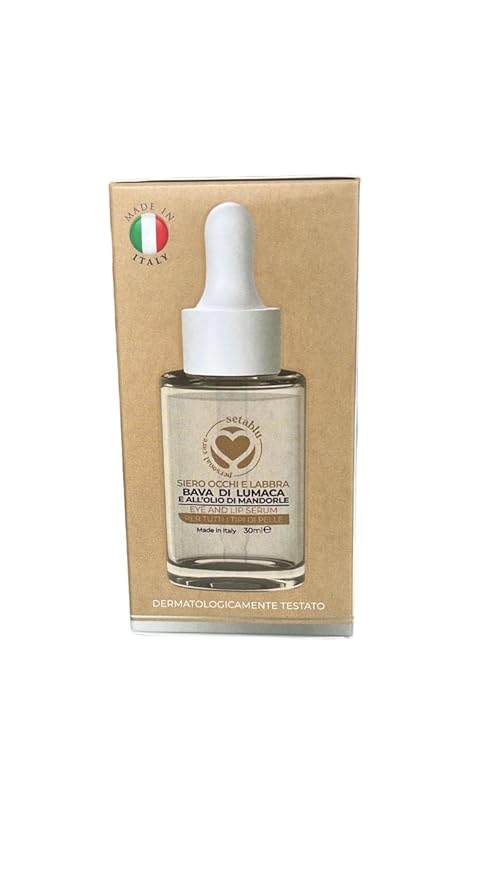 Siero Occhi e Labbra ala Bava di Lumaca e Olio di Mandorle with Snail Slime and Almond Oil for All Skin Types, 30 ml (Fl Oz 1.0) 1 unit - Made in Italy [italian import].-GlimoraGlow