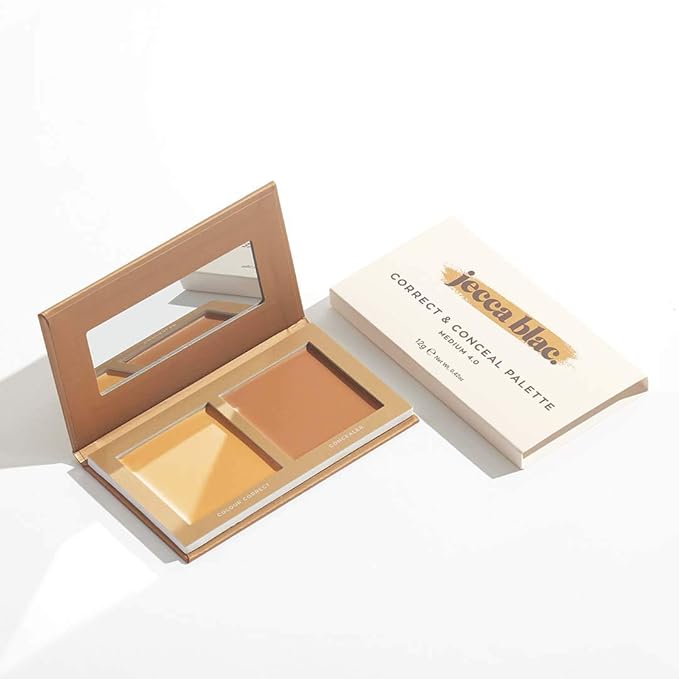 Jecca Blac Correct and Conceal Medium Coverage Palette, Lightweight Long Lasting Formula, Medium To Full Coverage, Gender Neutral and LGBTIQA+ Inclusive Make Up, Medium 4.0, 12g-GlimoraGlow