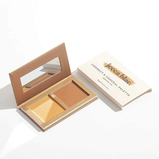Jecca Blac Correct and Conceal Medium Coverage Palette, Lightweight Long Lasting Formula, Medium To Full Coverage, Gender Neutral and LGBTIQA+ Inclusive Make Up, Medium 4.0, 12g-GlimoraGlow
