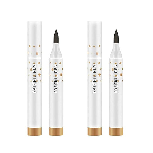 2 Pcs Freckle Pen Set, Natural Lifelike Fake Freckles Makeup Pen Magic Brown Color Freckles Makeup Tool Long-Lasting Waterproof Dot Spot Pen for Effortless Sunkissed Makeup (Light Brown)-GlimoraGlow