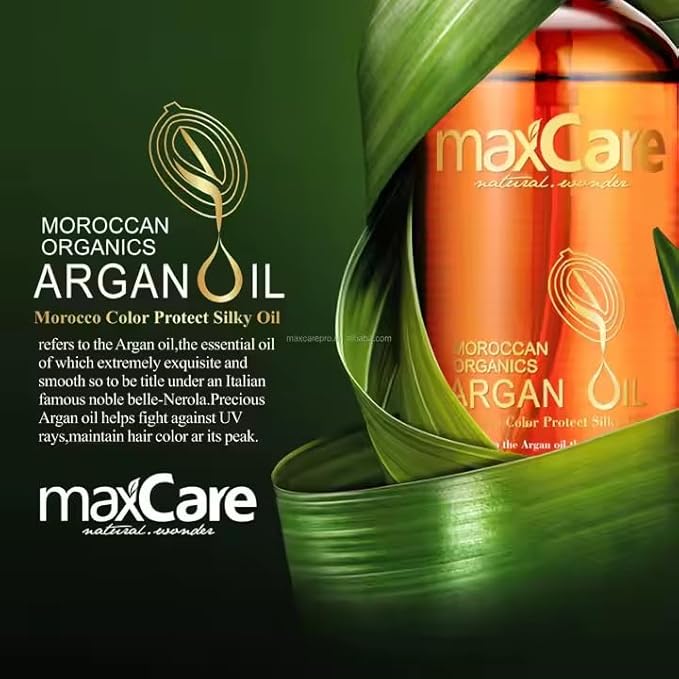 MaxCare Moroccan Argan Oil Hair Serum – Color Protect & Nourishing Treatment for Frizz Control, Shine & Heat Protection, 100ml – Lightweight, Non-Greasy, Sulfate-Free-GlimoraGlow