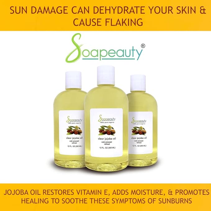 Soapeauty Clear Jojoba Oil | 100% Pure & Natural | Refined, Cold Pressed, Hexane Free | Moisturizing Oil for Skin, Face, Hair & Nails | 24 fl oz (2 * 12 fl oz)-GlimoraGlow