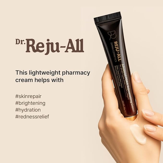 Dr. Reju-All Advanced PDRN Rejuvenating Cream 0.7oz (20g) | 99% Purity PDRN Salmon DNA, Collagen Gel Skin Repair Cream with Hyaluronic Acid & Niacinamide for Glass Skin | Night Routine Korean Skincare-GlimoraGlow