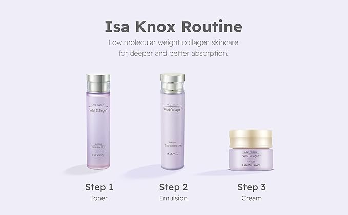 ISA KNOX AGE FOCUS VITAL COLLAGEN SKINCARE GIFT SET - Korean Luxury Premium High-end Skin Toner, Emulsion Lotion, Cream, Hydrolyzed Collagen, Vitamin B12, E, C, (370ml / 12.51 Fl Oz)-GlimoraGlow