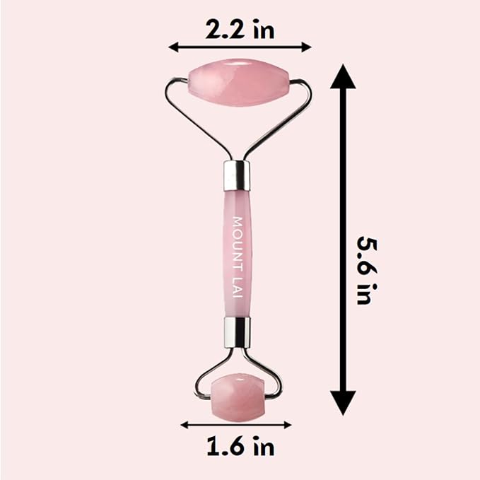 Mount Lai De-Puffing Rose Quartz Facial Roller – The Stone of Love, Certified Rose Quartz Face Roller for Anti-Aging, Soothing & Radiant Skin, Facial Massager Tool for Self-Care Ritual-GlimoraGlow