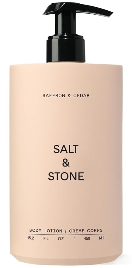 Salt & Stone Body Lotion for Women & Men | Hydrates, Nourishes & Softens Skin | Restores Dry Skin | Fast-Absorbing | Cruelty-Free & Vegan (Saffron & Cedar - 15.2 fl oz)-GlimoraGlow