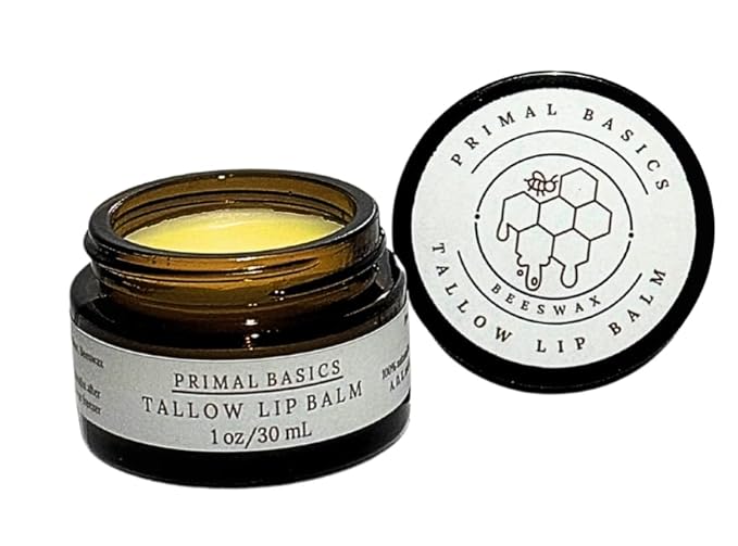 100% Grass Fed Grass Finished Beef Tallow and Beeswax Lip Balm, Face Moisturizer, Body Balm, for Oily, Dry, Sensitive Skin, USA Made-GlimoraGlow