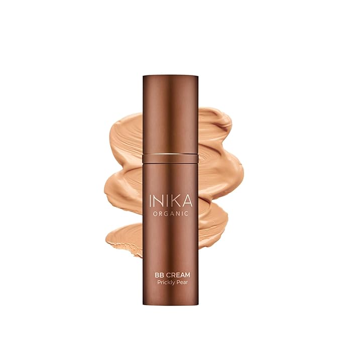 INIKA Organic BB Cream Foundation - Vegan Makeup with Hydrating Prickly Pear, Jojoba, and Pomegranate Seed Oil - Lightweight, Radiant BB Glow for Balanced Skin Tone, Honey 1 fl oz-GlimoraGlow