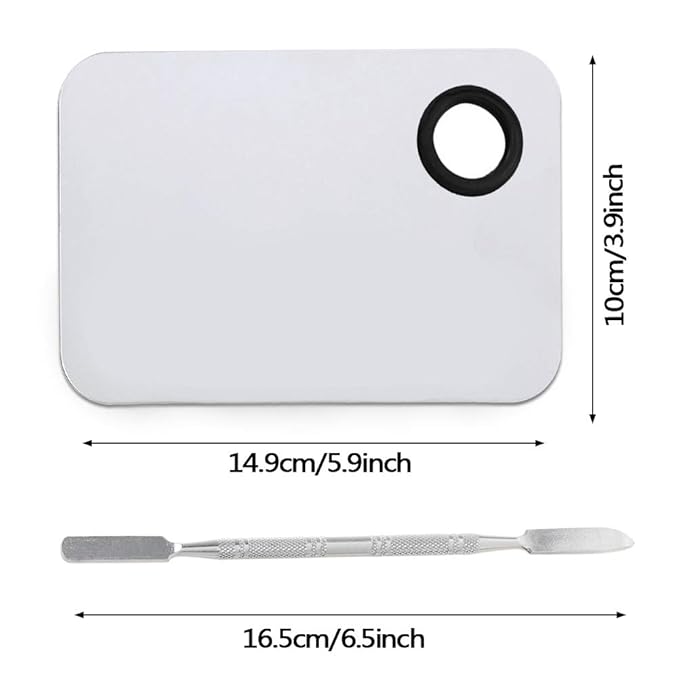 2 Pack Professional Makeup Palette, 2 Types Pro Lady Stainless Steel Cosmetic Artist Spatula with Spatula Tool for Mixing Foundation by ACKLLR, Silver-GlimoraGlow