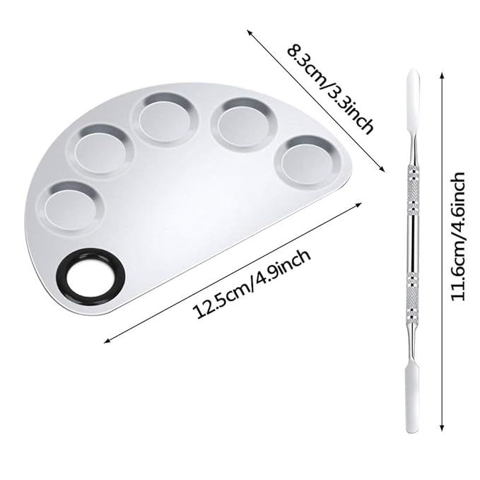 2 Pack Professional Makeup Palette, 2 Types Pro Lady Stainless Steel Cosmetic Artist Spatula with Spatula Tool for Mixing Foundation by ACKLLR, Silver-GlimoraGlow