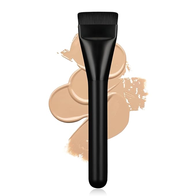 Flat Foundation Brush,Korean Makeup Brush Spatula Facial Brush for Liquid Foundation,Premium Face Makeup Brush for Blending Cream (Black)-GlimoraGlow