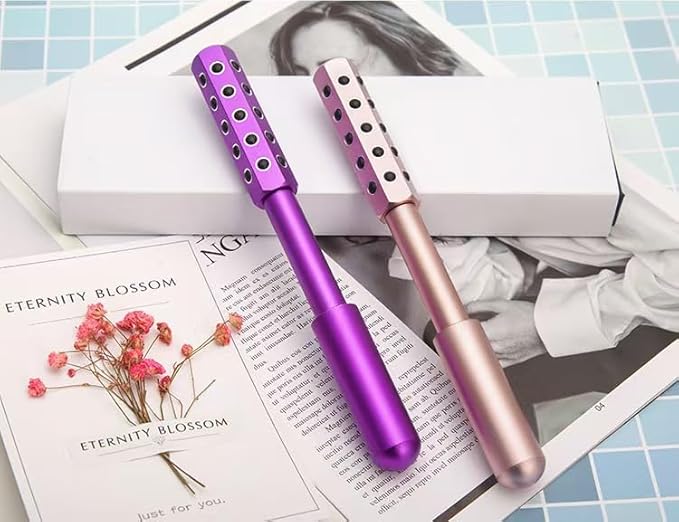 KKKing Radiance Roller - Germanium Stone Uplifting Face Beauty Massage Tool/Roller/Wand for Skin Tightening, De-Puffing, Sculpt/Lift, Anti-Aging | Uplift Face Roller, Facial Roller (Rose Gold)-GlimoraGlow