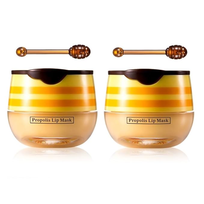 2 Pcs Honey Pot Lip Balm, Moisturizing Restors Moisture Bee Lip Mask for Dry Lips Lip Mask.(Honey)-GlimoraGlow