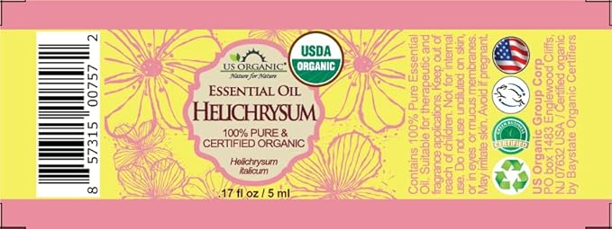 US Organic Helichrysum Essential Oil, USDA Certified Organic, Steam Distilled, Sourced from The Balkan Peninsula, High end Essential Oil (5 ml)-GlimoraGlow