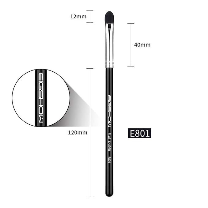 Professional Shader Eyeshadow Brush, EIGSHOW Flat Tapered Blending Brush with Dense Soft Bristles for Eye Shadow Application, for Cream Powder (E801)-GlimoraGlow