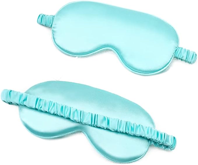 100% Natural Mulberry Soft Silk Sleep Mask, Light Blocking Eye Masks for Sleep, Night Blindfold Eye Mask Cover for Men and Women, Sleeping Night Mask for Travel (Light Blue)-GlimoraGlow