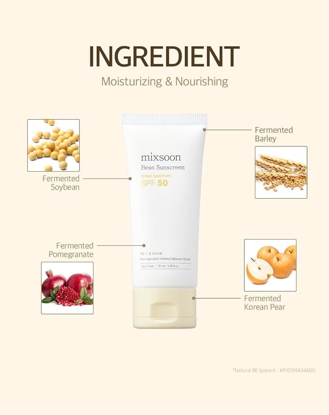 mixsoon Bean Sunscreen 1.69 Fl. Oz. / 50ml SPF 50 Airy Texture Type Lightweight No White Cast For Face Korean Glass Skin Care-GlimoraGlow