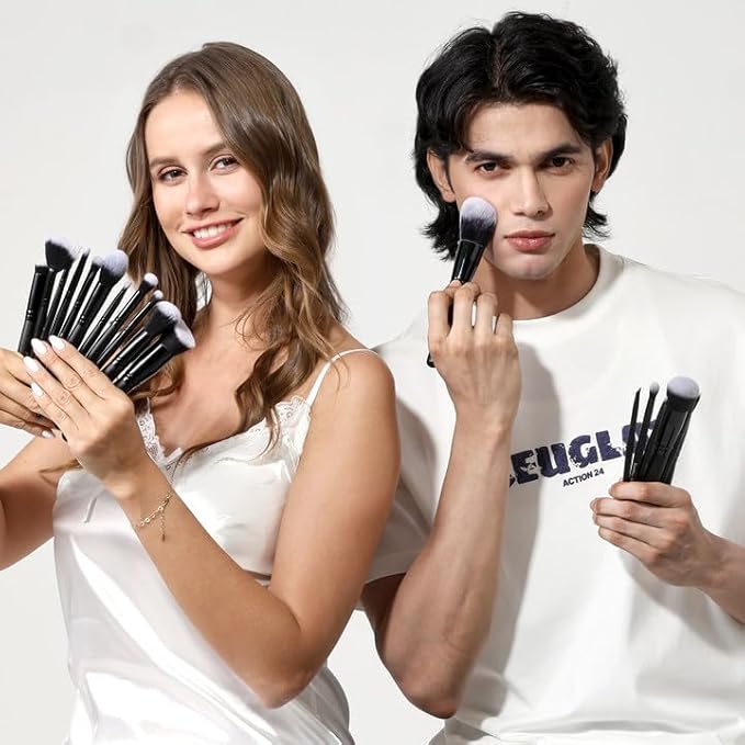 29pcs Black Professional Makeup Brush Set Kabuki Powder Concealers Eye shadows Blush Eyeliner Eyebrow Contour Eye blending Brushes (29pcs brush)-GlimoraGlow