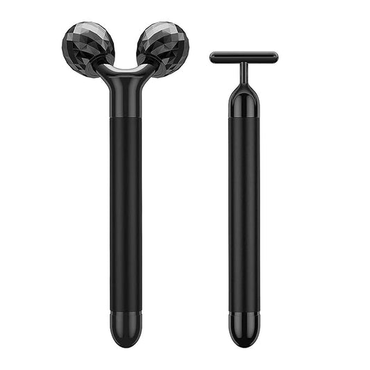 2-IN-1 Beauty Bar Electric Face Massager, 3D Roller and T Shape Arm Eye Nose Head Massager Facial Roller Massager Kit Skin Care Tools-GlimoraGlow