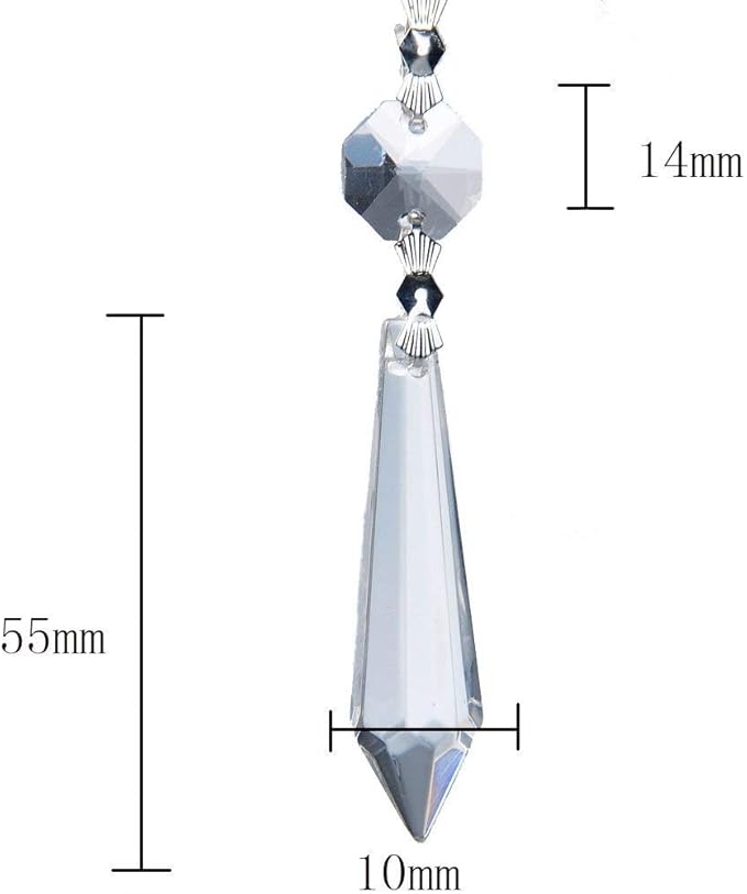 H&D HYALINE & DORA 20PCS 55mm Clear Chandelier Icicle Crystal Prisms Lamp Decoration