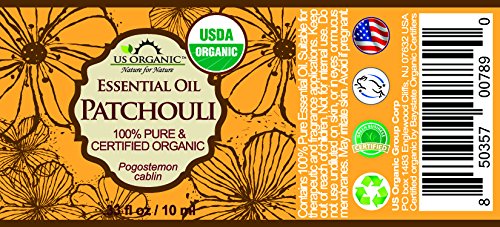 US Organic 100% Pure Patchouli Essential Oil - USDA Certified Organic, Steam Distilled - W/Euro droppers (More Size Variations Available) (10 ml / .33 fl oz)-GlimoraGlow