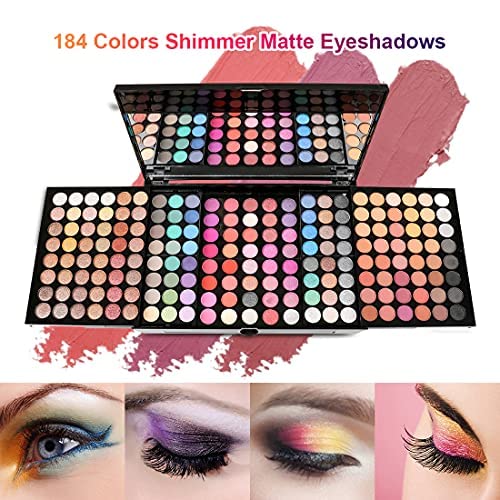 194 Colors Pink Cosmetic Make up Palette Set Kit with Eyeshadow Blusher Eyebrow Powder Face Concealer,All-in-One High Pigment Powder Pallet Kit with Mirror, Applicators-GlimoraGlow
