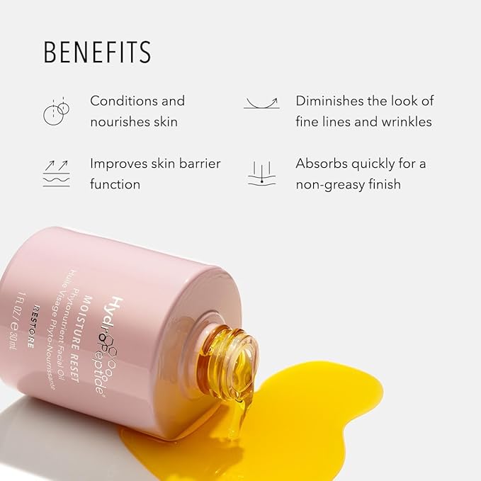 HydroPeptide Moisture Reset, Phytonutrient Facial Oil, Hydrate and Enrich Skin, Improves Skin Barrier Function, 1 Ounce-GlimoraGlow