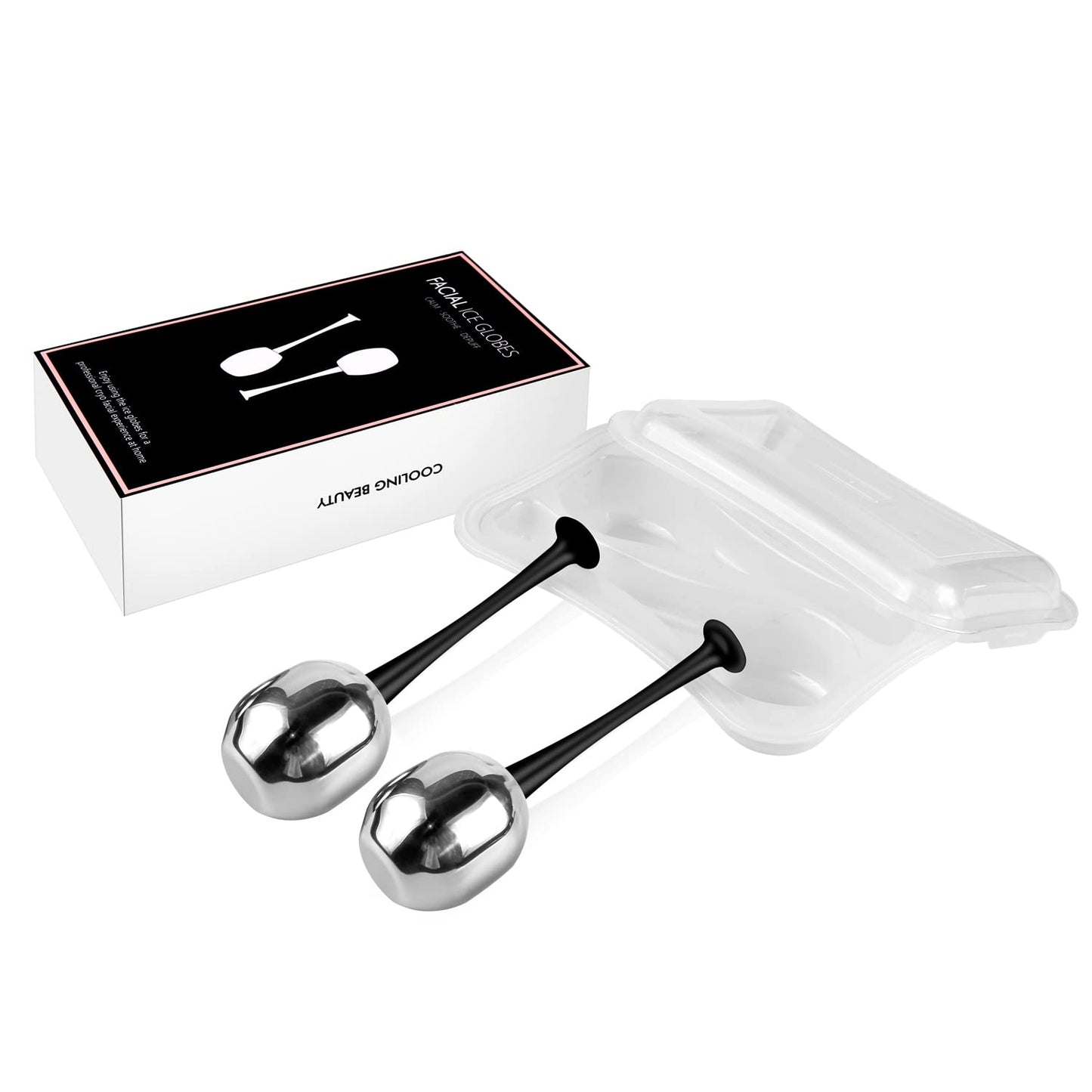 Ice Globes Facial Skin Care Tools for Women Cryo Sticks for Face Eyes, Stainless Steel Face Beauty Cryo Globes for Girls Ladies, Esthetician Supplies Cooling Spa Globes Cold Roller with Storage Case-GlimoraGlow