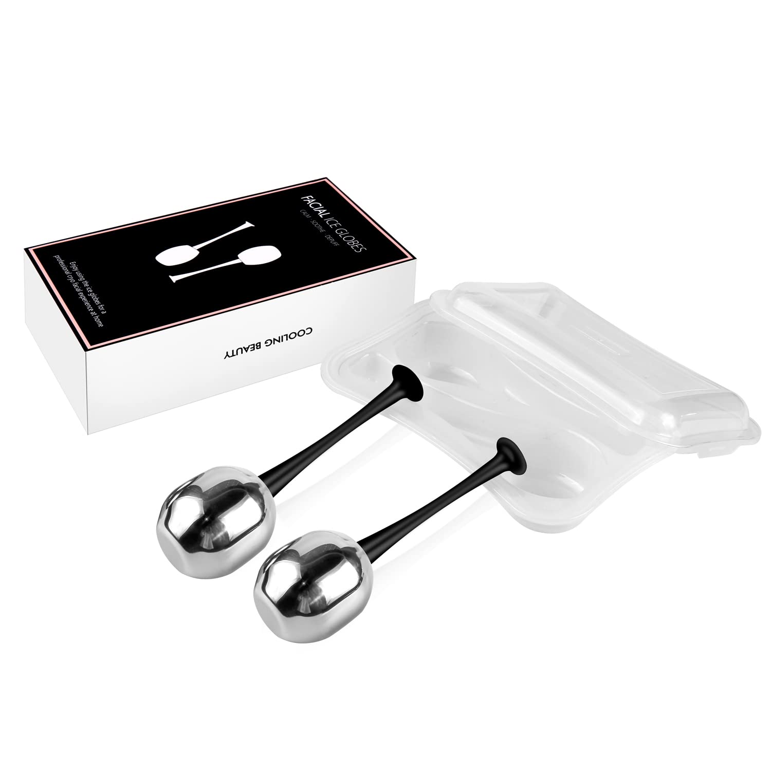 Ice Globes Facial Skin Care Tools for Women Cryo Sticks for Face Eyes, Stainless Steel Face Beauty Cryo Globes for Girls Ladies, Esthetician Supplies Cooling Spa Globes Cold Roller with Storage Case-GlimoraGlow