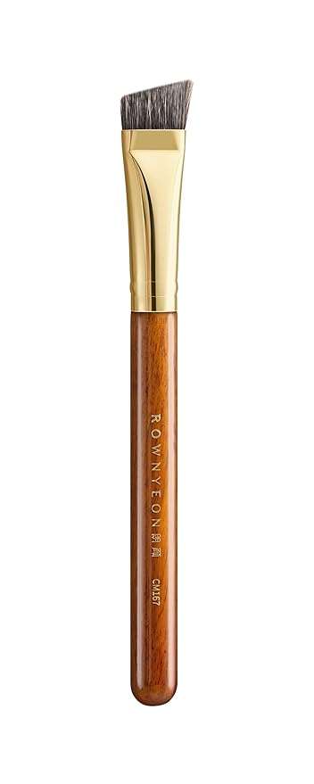 Desert Oak Series Flat Angled Eyebrow Brush - Straight Edge Design for Natural Hair-Like Strokes, 50% Weasel & Goat Hair Blend, Ebana Handle & Brass Ferrule (CM 167)-GlimoraGlow