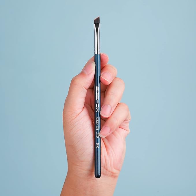 Eyeliner Brush Fine Angled - PRO Precision Gel Eye Liner Makeup Brush -Ultra Thin Slanted Flat Angle - Premium Cruelty Free Synthetic Bristles (E835 Blue)-GlimoraGlow