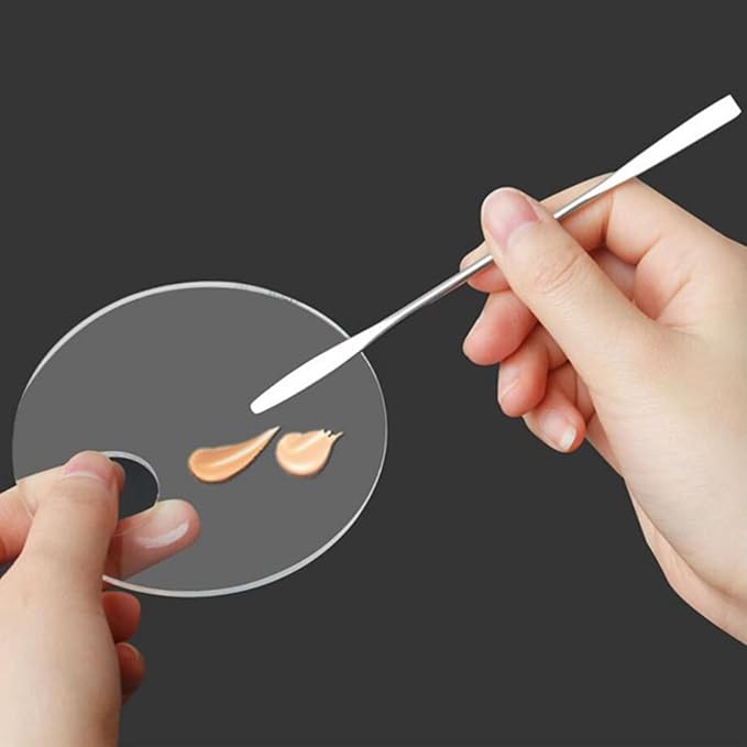 2 Pcs Acrylic Makeup Palette Makeup Mixing Tray with Makeup Spatula for Beauty Salon Color Cream Liquid Foundation Mixing Palette (Rectangular)-GlimoraGlow