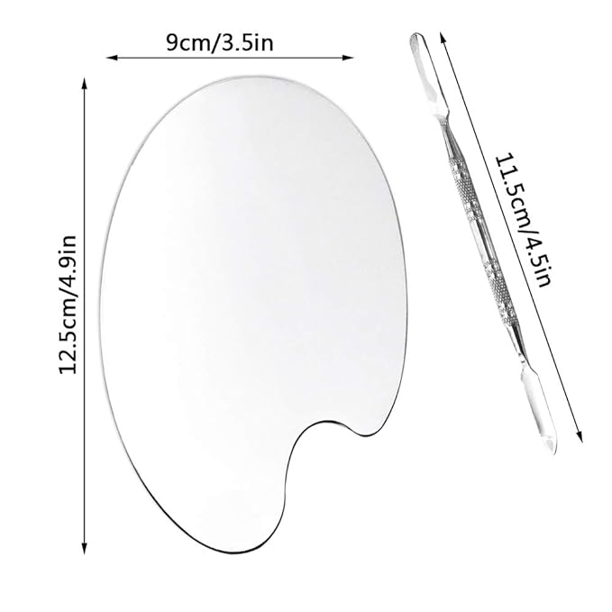2 Pack Professional Makeup Palette, 2 Types Pro Lady Stainless Steel Cosmetic Artist Spatula with Spatula Tool for Mixing Foundation-GlimoraGlow