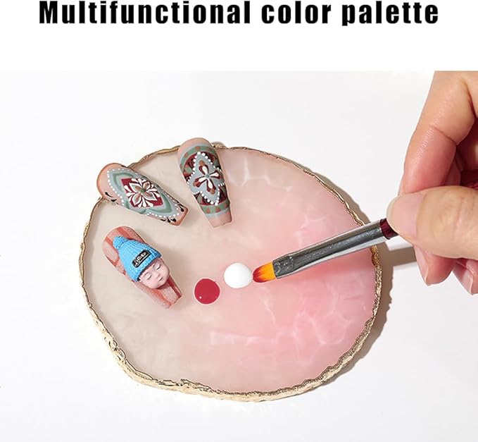 2 Pack Nail Art Palette Makeup Foundation Mixing Palette Holder Golden Edge Professional Cosmetic Nail Art Tools for Women and Girls Nail Polish Liquid Lipstick Concealer-GlimoraGlow