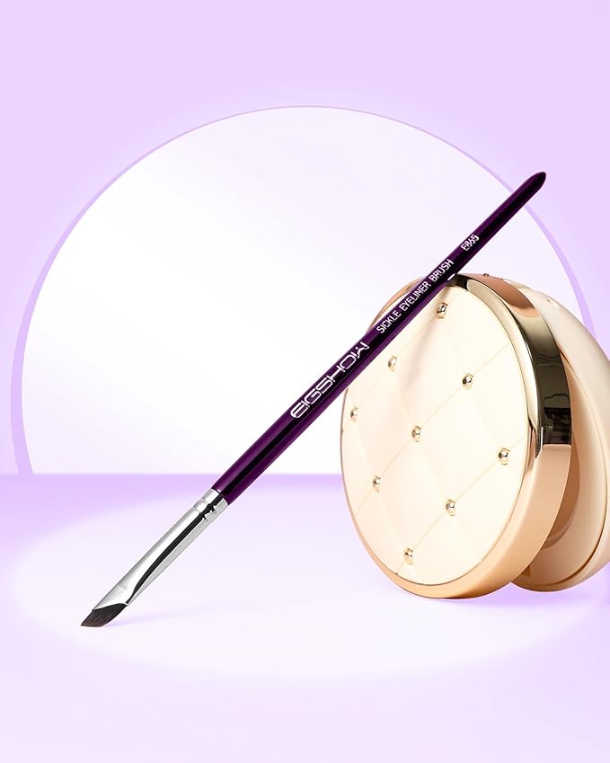 Eyeliner Brush, EIGSHOW Sickle Angled Gel Eyeliner Makeup Brush for Precise Eye Liner, Eyebrow, Eyelid with Ultra Thin Vegan Bristles (E865 Purple)-GlimoraGlow