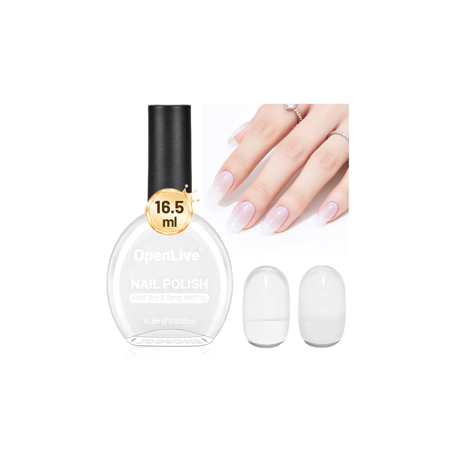 16.5ml Jelly Milky White Nail Polish Large Volume Quick Dry Nail Polish, Long Lasting Shine, Fingernail Toenail Nail Art DIY Home Travel Nail Art Gift-GlimoraGlow