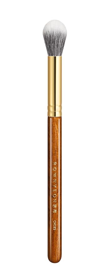 Desert Oak Series Dual Wool Highlighter Brush - Round Dome Goat Hair for Targeted Glow, Powder/Cream Highlight, Bubinga Handle (CM 189)-GlimoraGlow