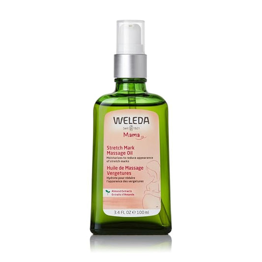 Weleda Stretch Mark Pregnancy Massage Oil, 3.4 Fluid Ounce, Plant Rich Oil with Vitamin E, Sweet Almond, Jojoba and Arnica Oils-GlimoraGlow
