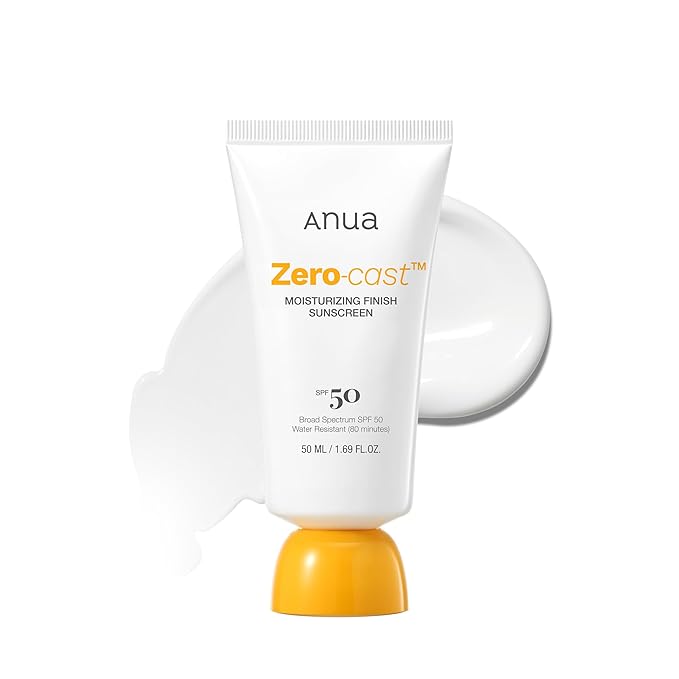 Anua Zero-Cast Moisturizing Finish Sunscreen,SPF 50, Glow Natural Sunscreen,No White cast, Hyaluronic Acid, Niacinamide sun block for face,Oil-Free, Oxybenzone free, Travel Essential (50ml/1.69fl.oz)-GlimoraGlow