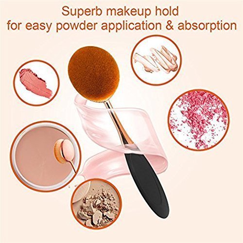 Yoseng Makeup Brushes Set 10Pcs Professional Oval Toothbrush Foundation Cream Contour Powder Blush Conceler Eyeliner Blending Brush New Fashionable Super Soft Cosmetic Brushes Tool with Box(Rose Gold)-GlimoraGlow
