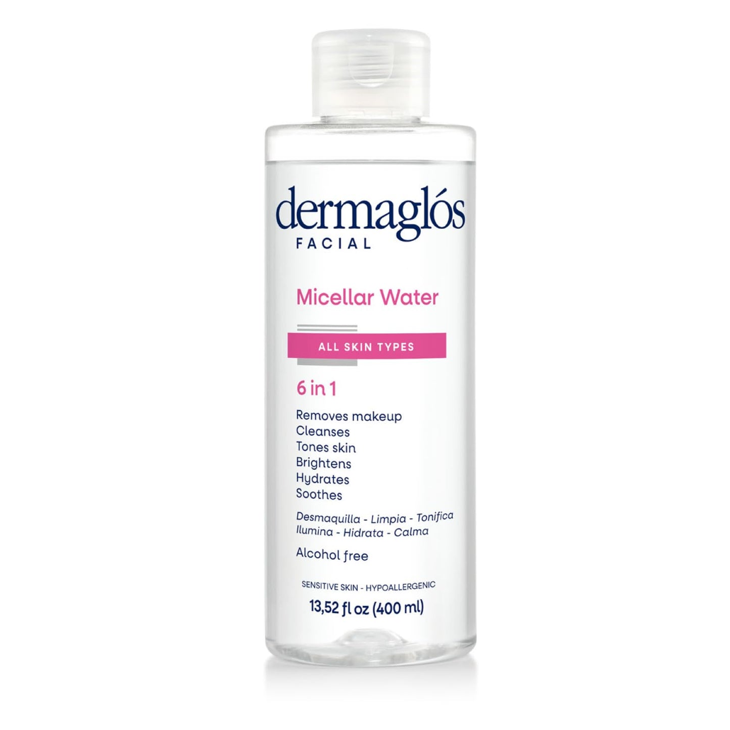 Dermaglos Micellar Water for All Skin Types Even Sensitive | All In 1 Hydrating Facial Cleanser & Makeup Remover, Brightening, Soothing, Gentle Face Toner | Alcohol-Free Formula | 13.52 Fl Oz-GlimoraGlow