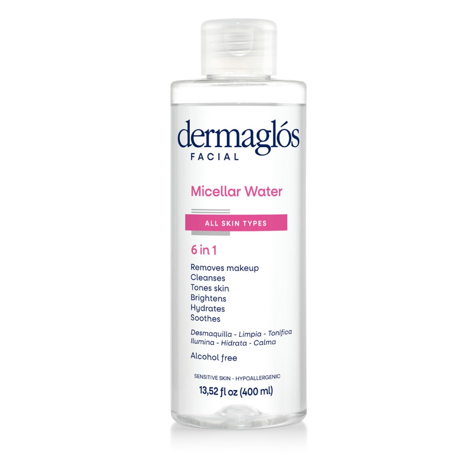 Dermaglos Micellar Water for All Skin Types Even Sensitive | All In 1 Hydrating Facial Cleanser & Makeup Remover, Brightening, Soothing, Gentle Face Toner | Alcohol-Free Formula | 13.52 Fl Oz-GlimoraGlow