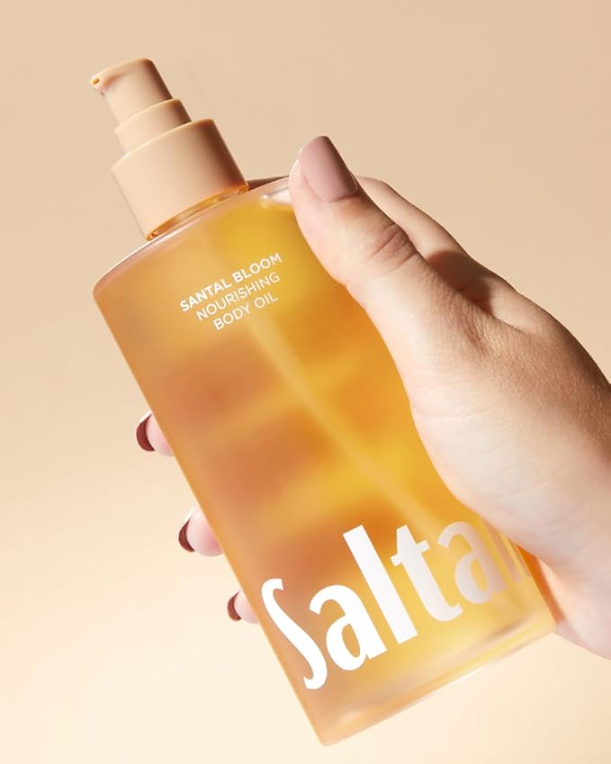 Saltair Body Oil. Jumbo Size Santal Bloom After Shower and Bath Oil Moisturizer for Women and Men. Botanical, Non-Greasy, and Well-Absorbing Lotion for Hydrating Dry Skin. 10oz Bottle-GlimoraGlow