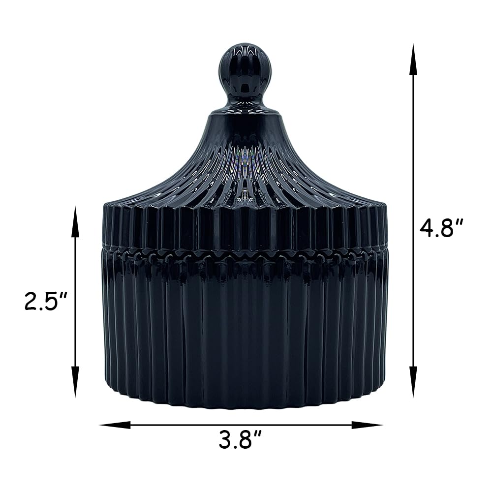 Ultra Soft Powder Puff and Container 3.3" High Density Velvet Dusting Washable Reusable Powder Puff,Body Powder Puff and Glass Jar Holder Loose Powder Box with Puff for Face Makeup(Black)-GlimoraGlow