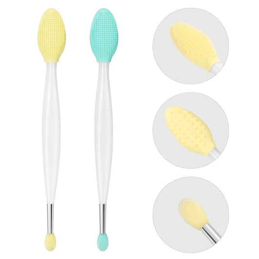 Unaone Lip Scrub Brush - 3 PCS Dual-ended Lip Scrubber Exfoliator and Silicone Lip Brush, 3-in-1 Silicone Lip Scrub Tool Lip Mask Applicator, Gentle Exfoliator & Applicator for Soft-GlimoraGlow